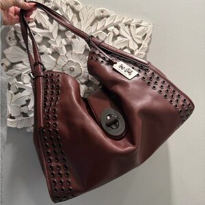 Coach Madison vintage legacy Brown grommet Studder shoulder Bag big buckle